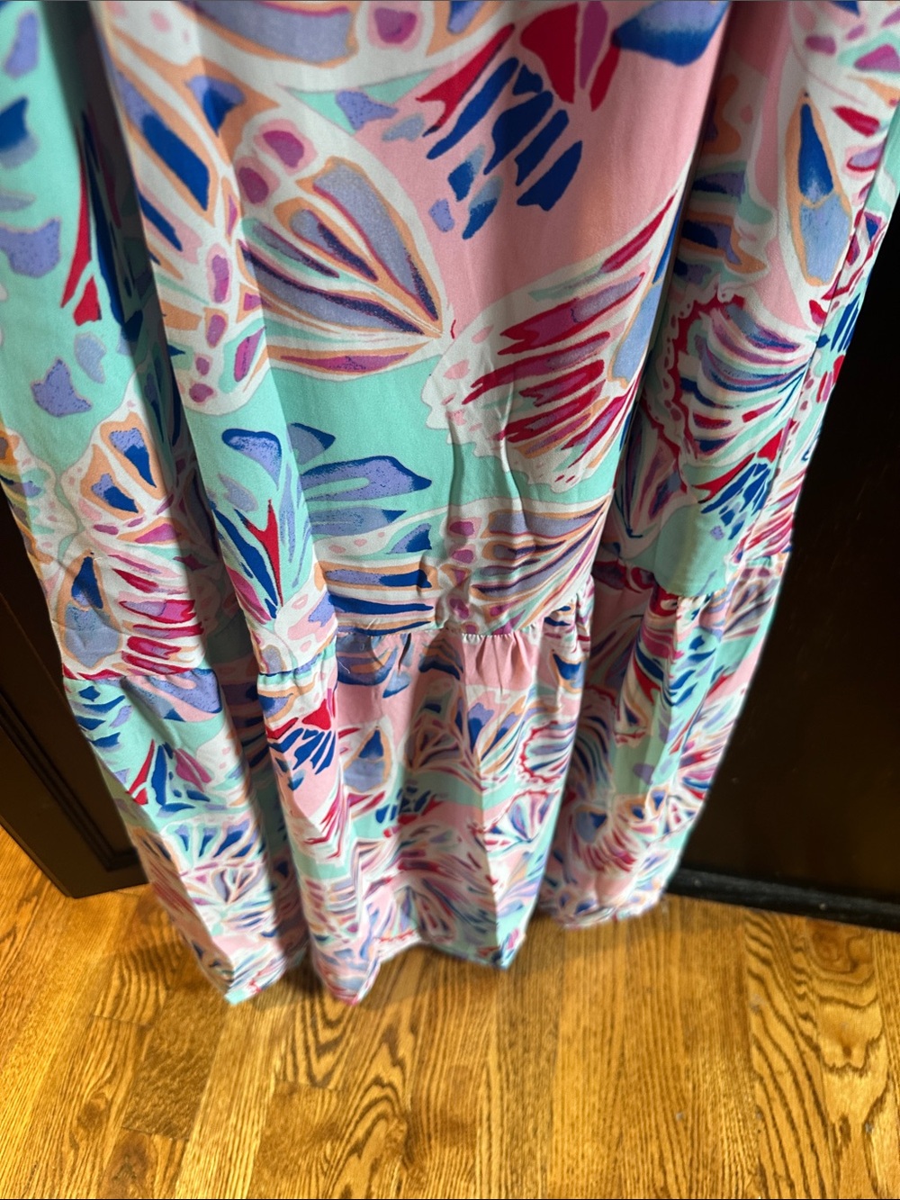 Pastel Abstract Print Maxi Dress with Tie Waist by Emily Wonder Small - Picture 5 of 10